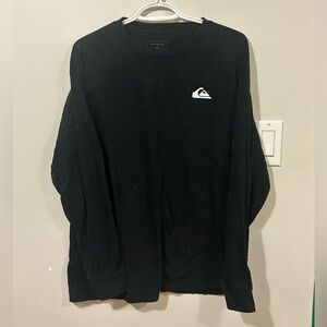 Quiksilver Black Long-Sleeve Crew Tee with Small White Logo
